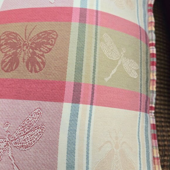 Country Cottage Plaid Accent Pillow  GrannyCore VTG 90s Yellow Pink Large 18x18 - Picture 5 of 16